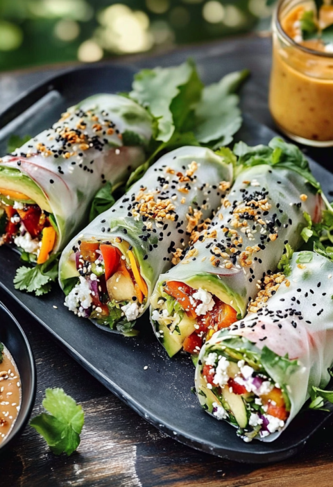 Sommerrollen Füllung mit Tofu und frischem Gemüse