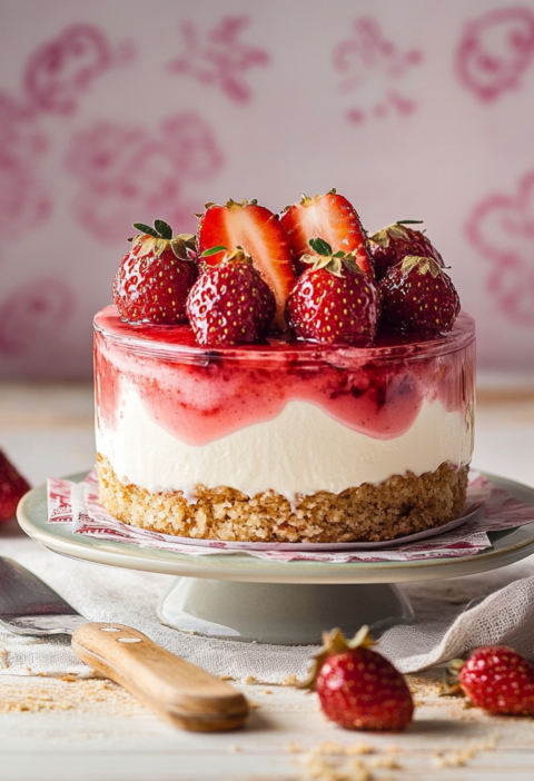 Erbearbeite Dein Lieblingserdbeer Dessert mit Sahne und Keksboden