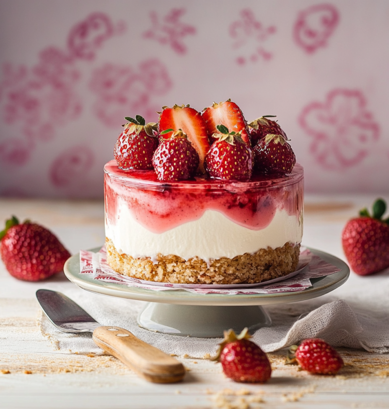 Erbearbeite Dein Lieblingserdbeer Dessert mit Sahne und Keksboden