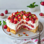 Erbearbeite Dein Lieblingserdbeer Dessert mit Sahne und Keksboden