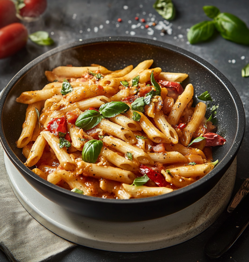 Cremige Nudeln mit Hähnchen und Paprika
