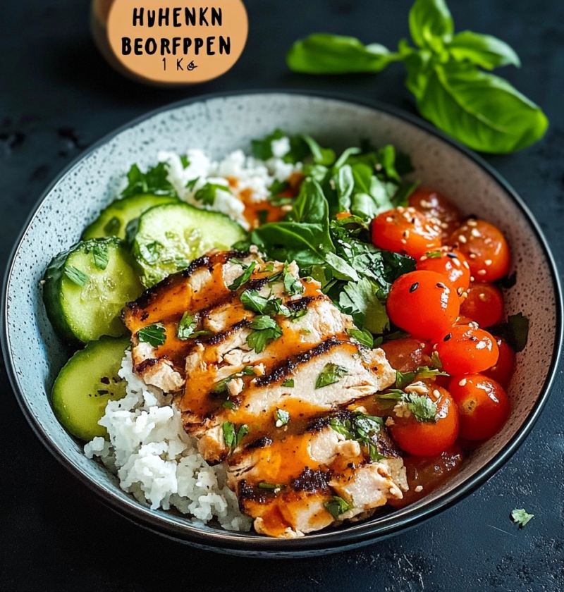 Bowl mit Hühnchen und Reis - Leicht & Satt 1 Bowl mit Hühnchen und Reis - Leicht & Satt