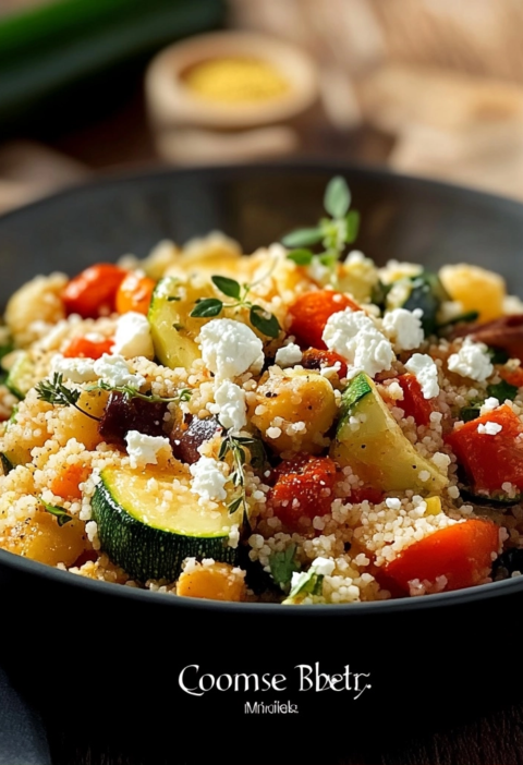 Couscous-Pfanne mit Gemüse und Feta