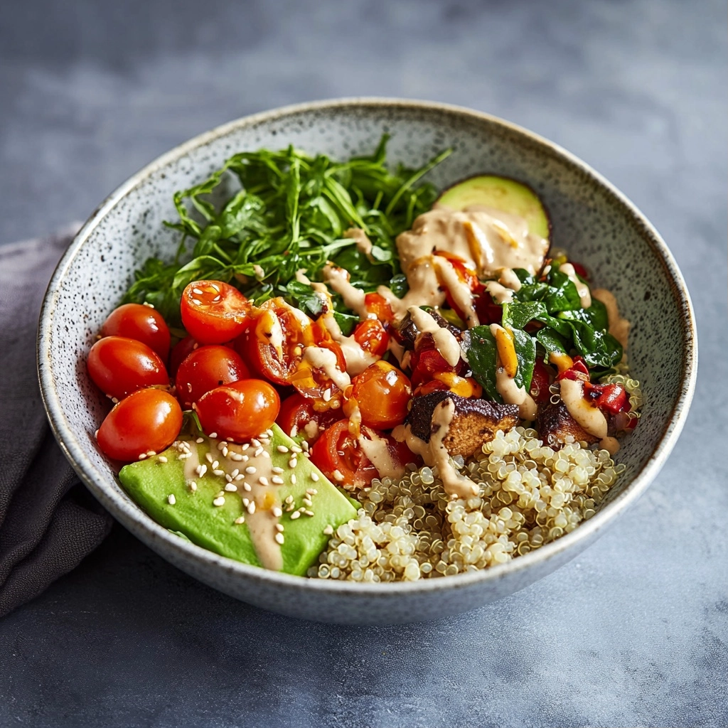 Gesunde Quinoa Bowl mit Avocado und Tahin 2 Gesunde Quinoa Bowl mit Avocado und Tahin