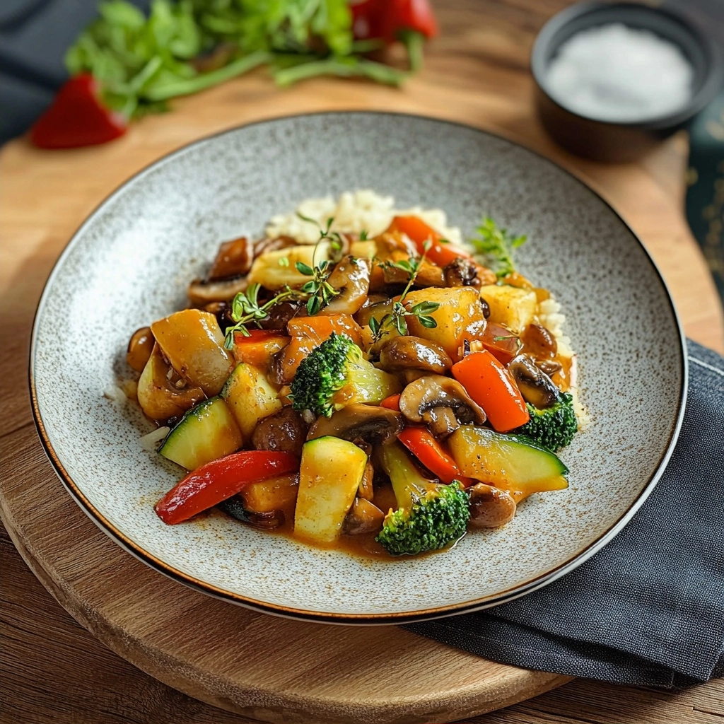 Gemüse Pfanne mit Sojasauce und Sesamöl 2 Gemüse Pfanne mit Sojasauce und Sesamöl
