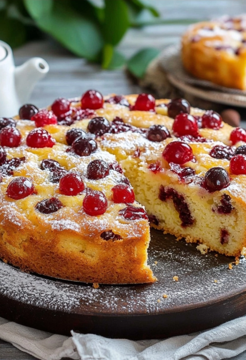 Kuchen mit Kirschen und Schokolade fürs Sonntagsessen