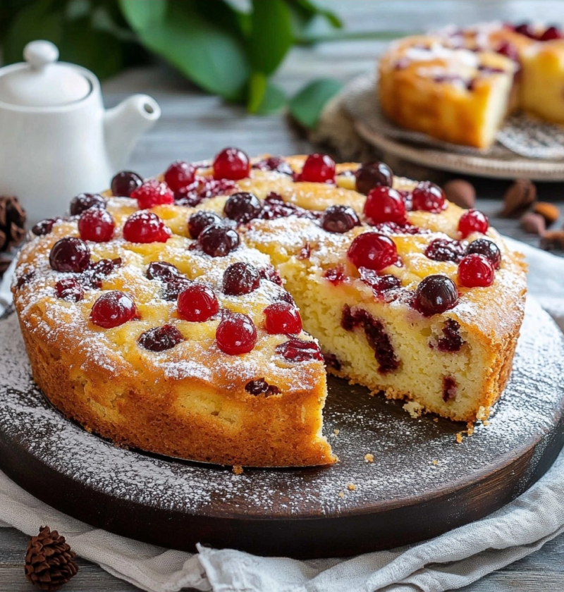 Kuchen mit Kirschen und Schokolade fürs Sonntagsessen